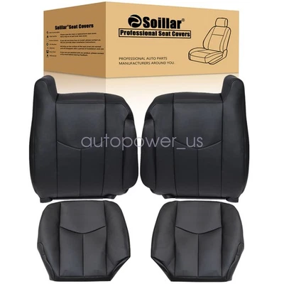 Cubierta de asiento delantera de cuero para Chevy Silverado GMC Sierra 2003 2004 2005 2006 Foto 1 de 4