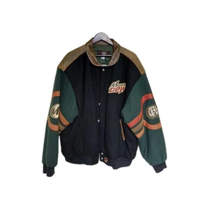 Chaqueta de cuero de lana universitaria vintage Mountain Dew Soda bordada para hombre 3XL - Imagen 1 de 7