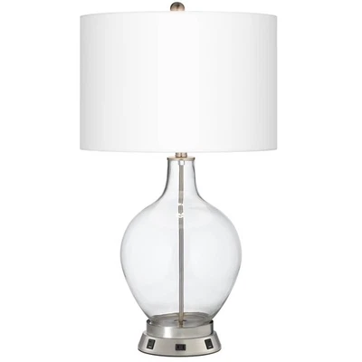 Color Plus Ovo 28 1/2" Clear Glass Fillable Table Lamp with USB Base - Image 1 of 4
