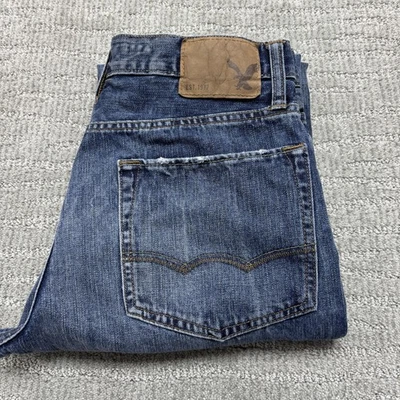 American Eagle Jeans Mens 31x32 Blue Relaxed Straight Distressed Denim AEO 07/13 - Image 1 of 4