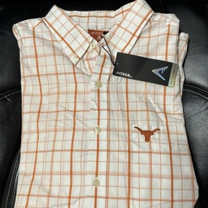 NWT Men's Antigua Longhorns LS Button Front Shirt - XL Lightweight - Picture 1 of 6