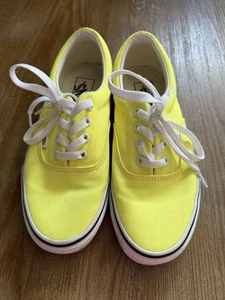 Men’s 5.0 Womens 6.5 Highlighter Yellow Vans Tie Up Wore Once - Picture 1 of 8