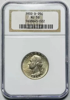 1932 D Washington Quarter NGC AU-58 - Image 1 of 2