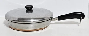 REVERE WARE 1801 Copper Clad 10" Skillet/Frying Pan W/Lid Vintage - Picture 1 of 13