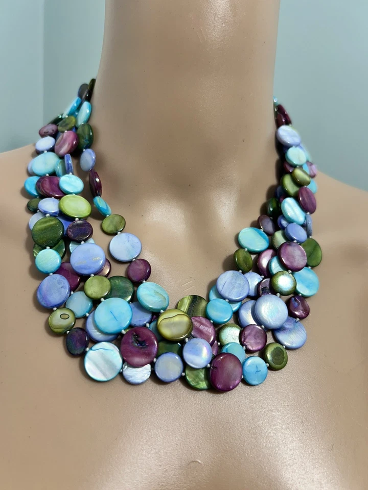 Hermoso collar de cuentas de madreperla de 5 hilos 'Rainbow Candy' de gama alta Foto 1 de 4