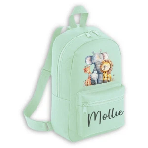 Personalisierter Mini-Rucksack Dschungel Safari Schulanfang Kinder individuell Kindergartentasche - Bild 1 von 2