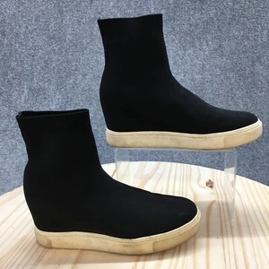 Steve Madden Boots Womens 7 M Sock Black Pull On Round Toe Knit Comfort Wedge - Picture 1 of 14