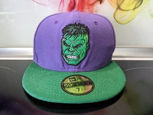 New Era Hulk 59fifty Snapback Hat Marvel 7 1/4 Green/Purple Reverse Holo New - Picture 1 of 2