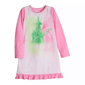 Wicked Girls Pajamas Nightgown Size 6 8 10 Glinda Elphaba Pink Green Sleep Shirt - Picture 1 of 3