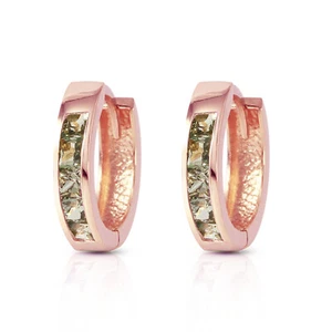 1.3 CTW 14K Solid Rose Gold Hoop Earrings Natural Green Sapphire - Picture 1 of 7