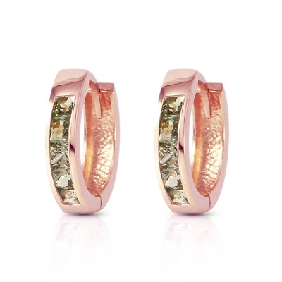 1.3 CTW 14K Solid Rose Gold Hoop Earrings Natural Green Sapphire - Image 1 of 4