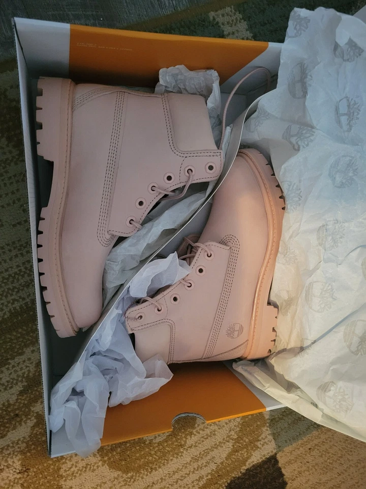 Timberland 6 In Premium Waterproof Boots Lace Up Light Pink Size 7