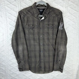 Harley Davidson Corduroy Pinwale Shirt Mens Long Sleeve Button Sz M RUNS SMALL - Picture 1 of 9
