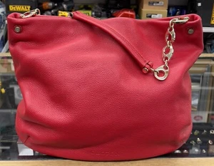 OROTON Red Soft Leather Shoulder Bag With Gold Hardware - Picture 1 of 19