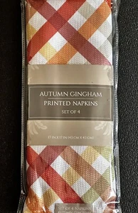 set of 4 Autumn Gingham Printed Check Stripe Cloth Fabric Napkin - Picture 1 of 3