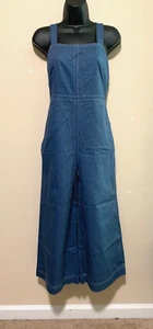 NO. 6 STORE Size 1 Dublin Cross Back Cropped Wide Leg Denim Overall Inseams 22" - Picture 1 of 12