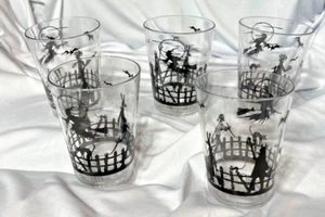 5er Set Klar Acryl Schwarz Halloween Szene Barware/Partyware 10 Unzen brille - Bild 1 von 6