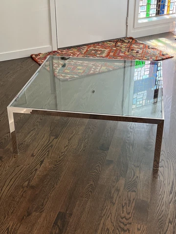 Mid Century Modern Milo Baughman Chrome & Glass Coffee Table Cover