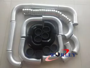 2" 51mm 12 PCS Aluminum Piping Universal Turbo Boost Intercooler Pipe black Kit - Picture 1 of 6