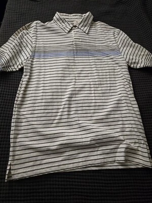 NWT Y2K Ambiguous  Striped Paolo Polo Cream With Olive And Blue Stripes. Size XL - Image 1 of 4