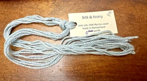 Silk & Ivory Thread 50% Silk, 50% Merino Wool Yarn 5 yards SLATE BLUE - Picture 1 of 2