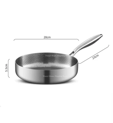 20/24/28 Centimetri Padella Antiaderente Wok Titanio Acciaio Inossidabile Casa U - Immagine 1 di 4