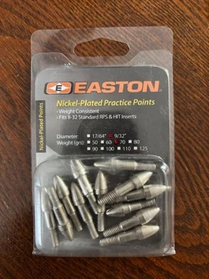 Puntos de práctica Easton Archery niquelados, grano 9/32"-70, caja de 12 puntos Foto 1 de 2