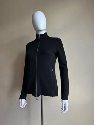 Vintage Prada Sport Zip-up Black Knit Sweater Size 40 Rare Archive Sexy Y2K - Image 1 of 4