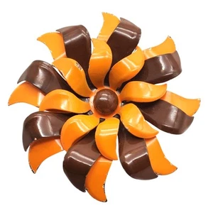 Broche Flower Power Naranja Marrón Esmalte Metal Prendedor De Colección Años 60 Joyería Hippie - Imagen 1 de 6