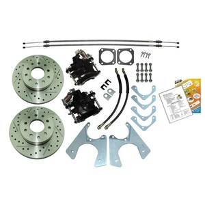 1964-77 GM Rear Disc Brake Conversion Cross Drilled And Slotted Rotors W/Parking - Bild 1 von 9