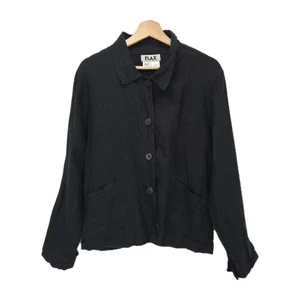 Flax 100% Linen Button Front Jacket Women’s Small Dark Navy Blue - Picture 1 of 4