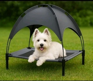 Haustierbett mit Baldachin Liege Hund Katze Haustier Gartenliege Erhöhtes Bett - Bild 1 von 4