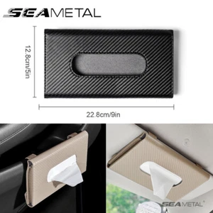 Car Sun Visor Tissue Holder Carbon Fiber Auto Back Seat Tissue Box Napkin Holder - Picture 1 of 11