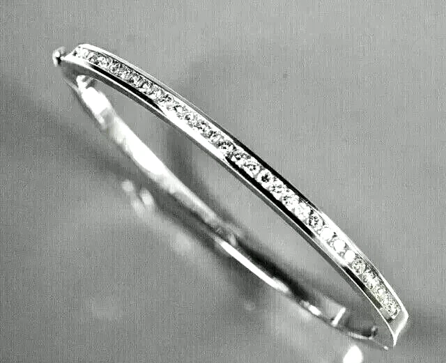 3Ct Round Cut Lab Created Diamond Women's Bangle Bracelet 925 Sterling Silver - Image 1 of 1