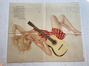 October 1942 Pinup Girl Picture Centerfold by Varga- Blond Cutie w/ Guitar - Picture 1 of 3