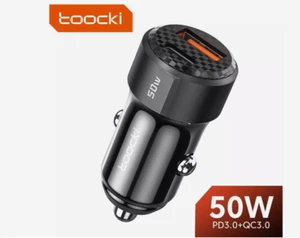 Toocki USB C 50W Car USB Charger USB Type C Mini Quick Fast Charging BLACK AA - Picture 1 of 1