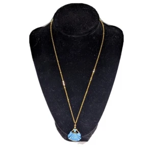 DISNEY CINDERELLA Blue Dress Gold Tone Necklace 3-D Pendant Fashion Jewelry - Picture 1 of 5