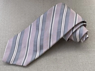 Dkny Men Tie Pink/Gray Necktie Classic Length Tie 100% Silk Made USA - Image 1 of 4