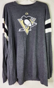 Pittsburgh Penguins NHL long sleeve shirt Majestic charcoal Men's XXL Used - Picture 1 of 11