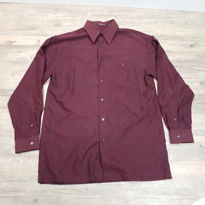 Camisa Brandini Le Collezioni Para Hombre S Borgoña Gamuza Suave Abotonada Manga Larga Foto 1 de 4