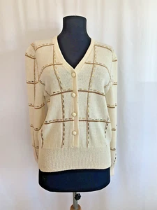 Suéter tejido crema Santana vintage década de 1980 Jennifer Roberts - talla 6 pequeño - Imagen 1 de 6