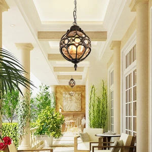 Wrought Iron 1 Bulb Pendant Light Courtyard Deco Fixture Hanging Ceiling Light - Picture 1 of 8