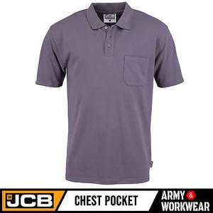 JCB Essential schweres kurzärmeliges Poloshirt Arbeitsoberteil T-Shirt Tasche - Bild 1 von 9