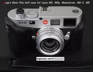 LUIGI BLACK BASIC PLUS ITALIAN CASE TO LEICA MONOCHROM1,M9P,M9,M8+GRIP+STRAP,UPS - Picture 1 of 3