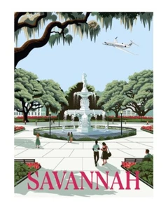 Gulfstream Aerospace, Savannah Ga., 11 x 14 Art Deco Stil, Poster Druck - Bild 1 von 1
