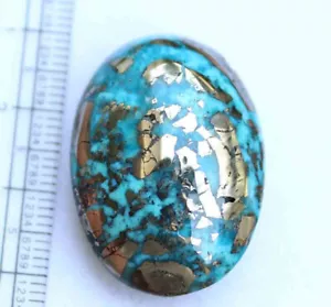 85,90 Kt 21,5*32 mm natürlicher ovaler Cabochon Kingman blau türkis loser Edelstein - Bild 1 von 5
