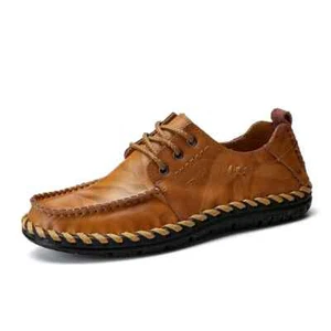 Zapatos informales de cuero para hombre hechos a mano sin cordones zapatillas planas impermeables mocasines suaves - Imagen 1 de 30