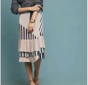 Anthropologie Tabula Rasa Seddrat Faliro Streifen Wickelrock E7 - Bild 1 von 6