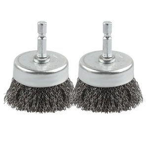 2 Pack Wire Cup Brush Set for Drill, Wire Brush for Drill 1/4 Inch Hex S - Picture 1 of 1