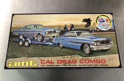 AMT MODEL KIT CAL DRAG COMBO RACING TEAM FORD GALAXIE•FALCON•TRAILER 1/25 SCALE - Image 1 of 4